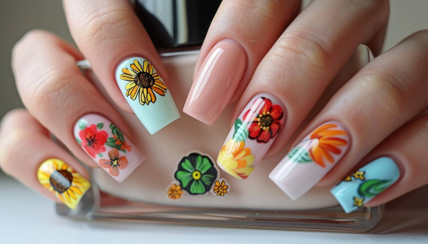 How To Achieve A Fresh And Floral Summer Nail Look With Sunflower Stickers